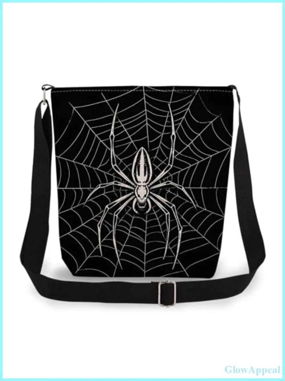 Spider Print Crossbody Bag Adjustable Strap Polyester